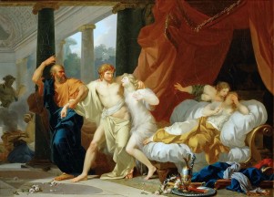 Jean-Baptiste Regnault: "Socrates aparta a Alcibiades del abrazo del placer sensual".